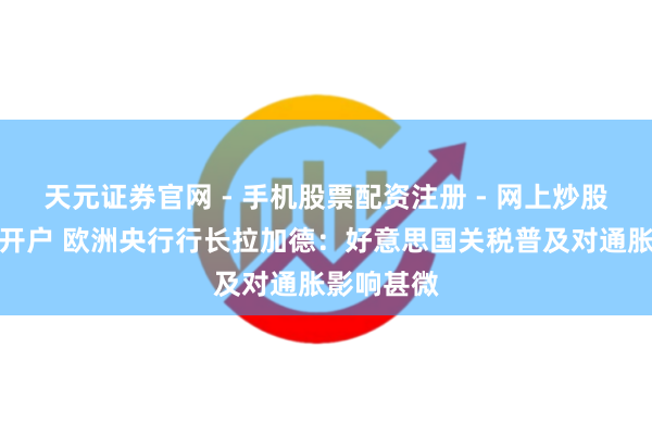 天元证券官网 - 手机股票配资注册 - 网上炒股杠杆如何开户 欧洲央行行长拉加德：好意思国关税普及对通胀影响甚微