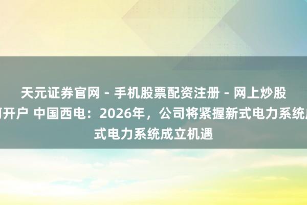 天元证券官网 - 手机股票配资注册 - 网上炒股杠杆如何开户 中国西电：2026年，公司将紧握新式电力系统成立机遇